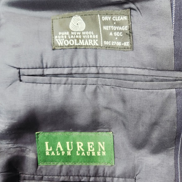 Lauren Ralph Lauren Blazer Mens 42L Wool Windowpane Two Button Chalk Stripe Coat - Picture 11 of 13